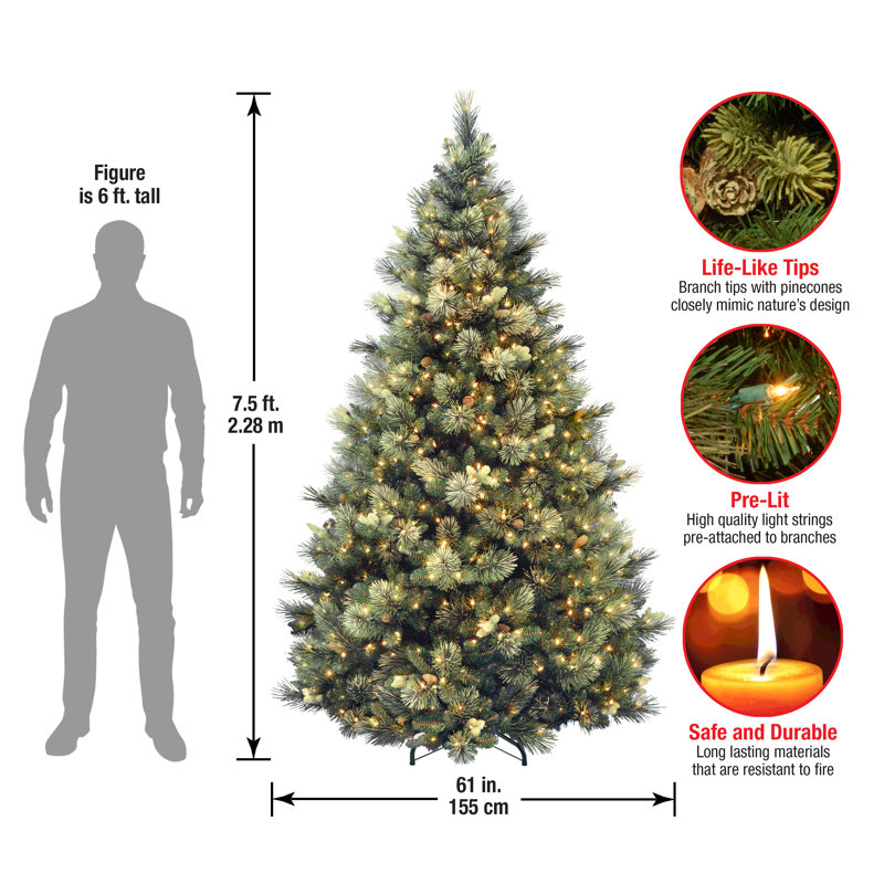 Artificial Pine Christmas Tree with Clear Lights & Reviews Joss & Main